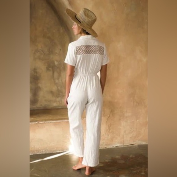 NEW Jens Pirates Booty Ollie Jumpsuit Gauze Cotton Off White Size Small Lace NWT - Picture 2 of 7